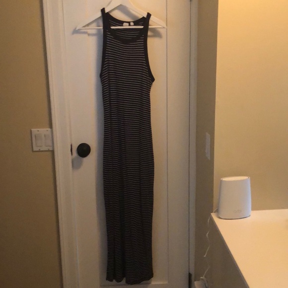 Midi navy and white striped dress - Picture 4 of 6